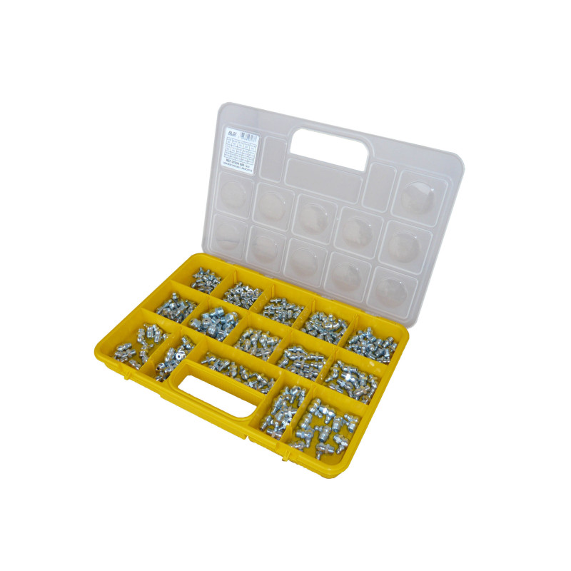 Assortiment de 100 graisseurs hydrauliques droits coudés 45 ° Assortiment de 100 graisseurs hydrauliques droits coudés 45 °