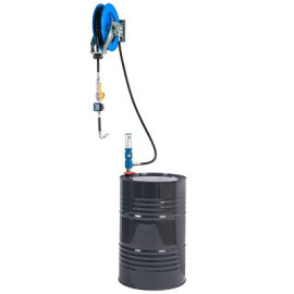 Ensemble pneumatique huile 3/1 fixe pour fût 200 l avec enrouleur